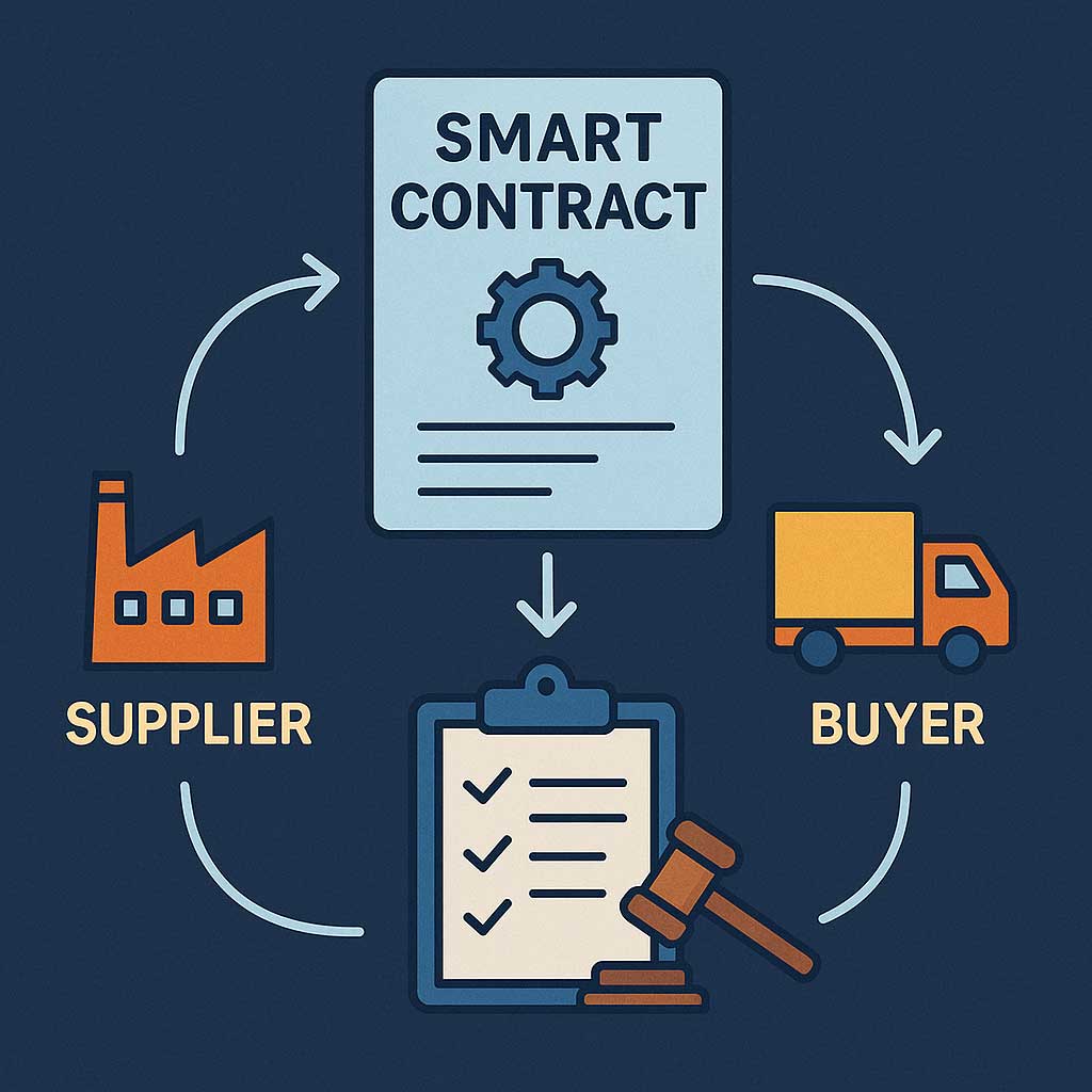 Pametni ugovori - prodavač - kupac, infografika